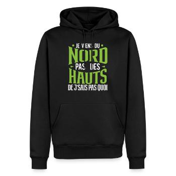 Je viens du nord pas des hauts de france chti - Sweat à capuche Premium bio Homme - noir - Devant - Nico (187cm)