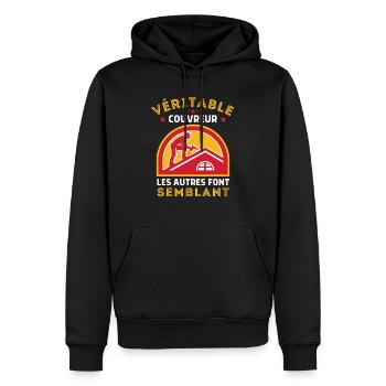 Véritable couvreur LES AUTRES FONT SEMBLANT CADEAU - Sweat à capuche Premium bio Homme - noir - Devant - Nico (187cm)