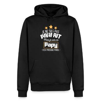 Papy parfait cadeau papy - Sweat à capuche Premium bio Homme - noir - Devant - Nico (187cm)