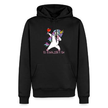 Es Eskaliert Eh Tupftanz Einhorn Mit Glas Wein - Männer Premium Bio Hoodie - Schwarz - Vorne - Nico (187cm)