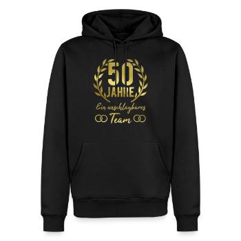 Goldene Hochzeit 50. Hochzeitstag - Männer Premium Bio Hoodie - Schwarz - Vorne - Nico (187cm)