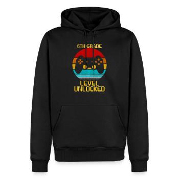 Niveau de 6e année débloqué - Sweat à capuche Premium bio Homme - noir - Devant - Nico (187cm)