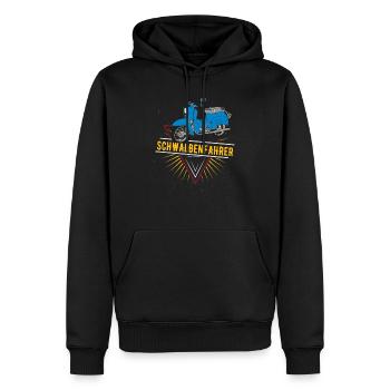 Schwalbenfahrer Simson Schwalbe Kult Roller DDR - Männer Premium Bio Hoodie - Schwarz - Vorne - Nico (187cm)