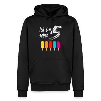 Ich bin schon 5 Geburtstagsgeschenk - Männer Premium Bio Hoodie - Schwarz - Vorne - Nico (187cm)
