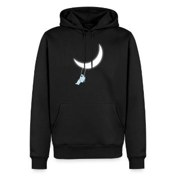 Astronaute swing lune - Sweat à capuche Premium bio Homme - noir - Devant - Nico (187cm)