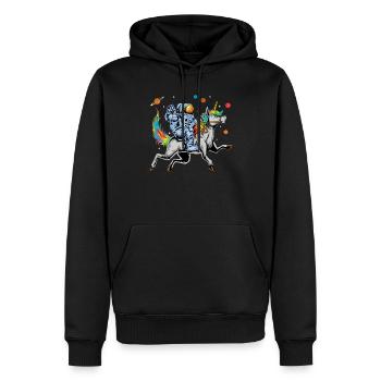 Astronaut reitet Einhorn - Männer Premium Bio Hoodie - Schwarz - Vorne - Nico (187cm)
