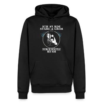 Ich wurde groß durch Spätzle mit Soß - Männer Premium Bio Hoodie - Schwarz - Vorne - Nico (187cm)
