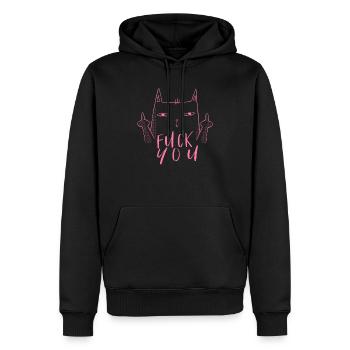Fuck You - Fuck Off - Chat avec majeur - Sweat à capuche Premium bio Homme - noir - Devant - Nico (187cm)