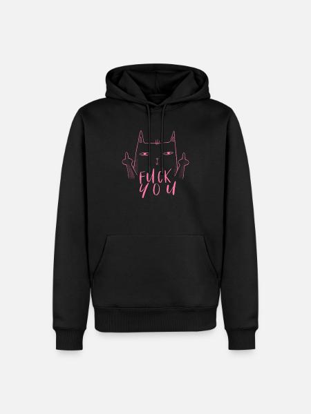 Fuck You - Fuck Off - Kat med langfinger - Herre Premium økologisk hoodie - sort