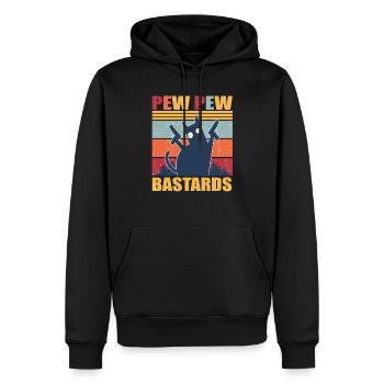 Chat drôle Pew Pew Bastards Madafakas - Sweat à capuche Premium bio Homme - noir - Devant - Nico (187cm)