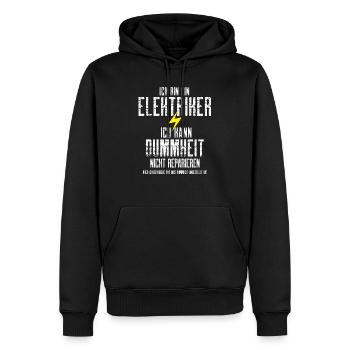 Elektriker Elektroniker Humor lustiger Spruch Meme - Männer Premium Bio Hoodie - Schwarz - Vorne - Nico (187cm)
