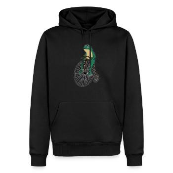 Cottagecore Aesthetic Frog Retro Bike Goblincore - Men’s Premium Organic Hoodie - black - Front - Nico (187cm)