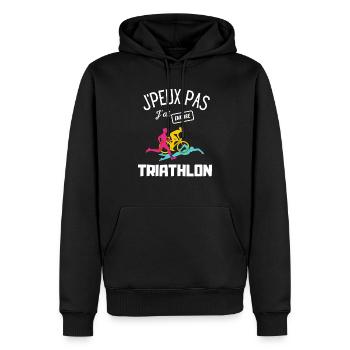 J'peux pas j'ai encore triathlon - Sweat à capuche Premium bio Homme - noir - Devant - Nico (187cm)