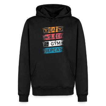 EAT SLEEP GYM REPEAT - Sweat à capuche Premium bio Homme - noir - Devant - Nico (187cm)