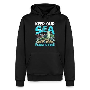 Sauvez les tortues de mer - Sweat à capuche Premium bio Homme - noir - Devant - Nico (187cm)