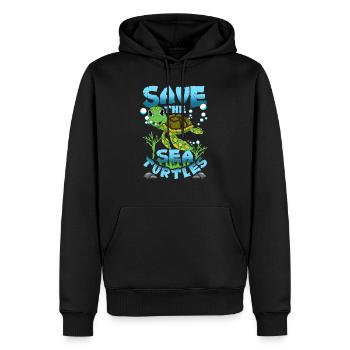 Sauvez les tortues de mer - Sweat à capuche Premium bio Homme - noir - Devant - Nico (187cm)
