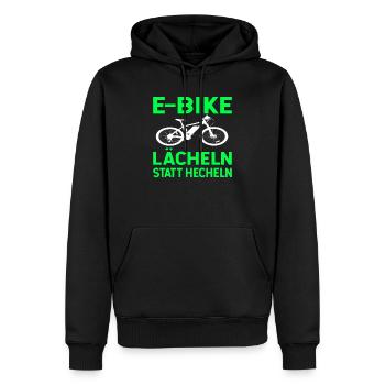 E-Bike Radfahrer Akku Elektrorad - Männer Premium Bio Hoodie - Schwarz - Vorne - Nico (187cm)