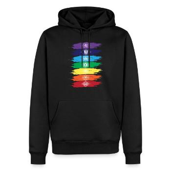 SIEBEN CHAKREN - Männer Premium Bio Hoodie - Schwarz - Vorne - Nico (187cm)