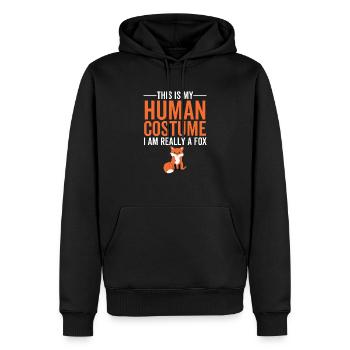 C’est mon costume humain Je suis vraiment un renard - Sweat à capuche Premium bio Homme - noir - Devant - Nico (187cm)