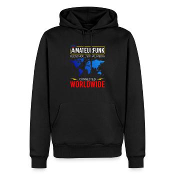 amateurfunk, weltweit mit freunden verbunden - Männer Premium Bio Hoodie - Schwarz - Vorne - Nico (187cm)