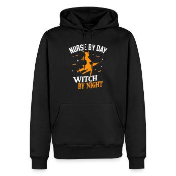 Senior Caregiver Nurse Witch Syringe - Men’s Premium Organic Hoodie - black - Front - Nico (187cm)