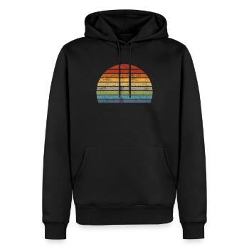 Arrière-plan rétro Arc-en-ciel Vintage Style Soleil - Sweat à capuche Premium bio Homme - noir - Devant - Nico (187cm)