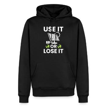 UTILISEZ-LE OU PERDEZ-LE - Sweat à capuche Premium bio Homme - noir - Devant - Nico (187cm)