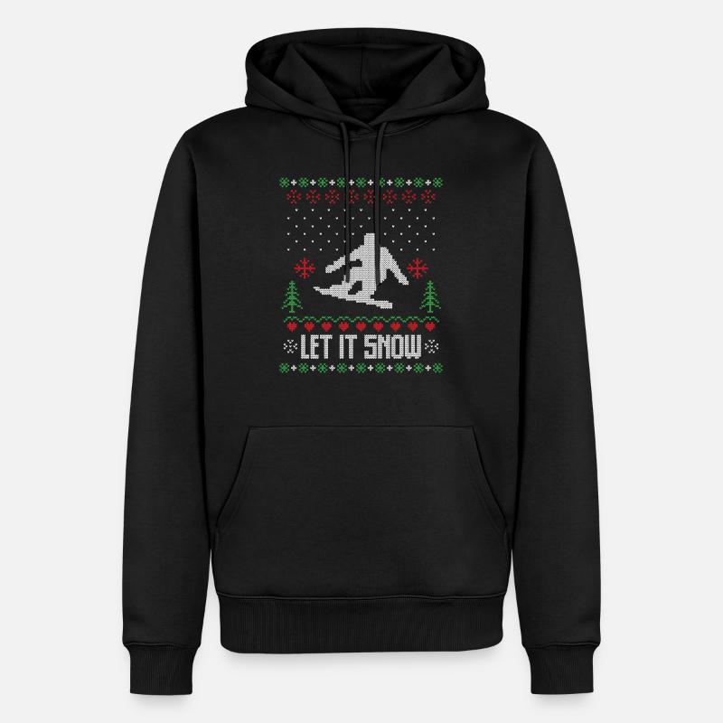 Lass es Schnee hässlichen Weihnachtspullover - Männer Premium Bio Hoodie - Schwarz