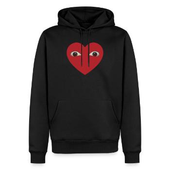 Weirdcore Aesthetic Heart with Human Eyes - Men’s Premium Organic Hoodie - black - Front - Nico (187cm)