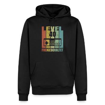 Level 40 freigeschaltet Geburtstagsshirt Geschenk - Männer Premium Bio Hoodie - Schwarz - Vorne - Nico (187cm)