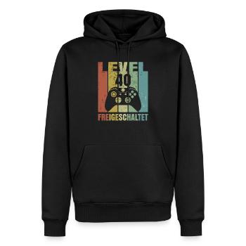 Level 40 freigeschaltet Geburtstagsshirt Geschenk - Männer Premium Bio Hoodie - Schwarz - Vorne - Nico (187cm)
