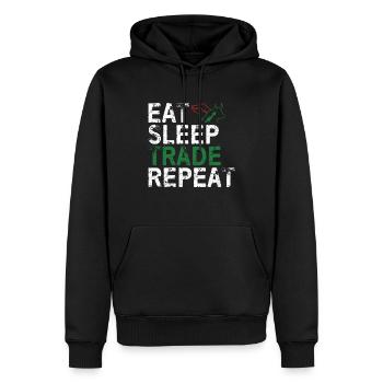 Eat Sleep Trade Repeat Day Stock Trading Fan Stock - Men’s Premium Organic Hoodie - black - Front - Nico (187cm)