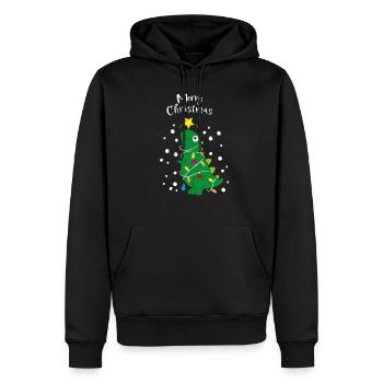 Weihnachten Weihnachtsbaum T-Rex Dino Tannenbaum - Männer Premium Bio Hoodie - Schwarz - Vorne - Nico (187cm)