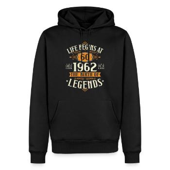 60e anniversaire né en 1962 Cadeau - Sweat à capuche Premium bio Homme - noir - Devant - Nico (187cm)