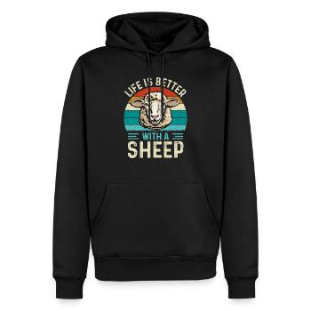 Drôle de mouton, des moutons pas seulement pour les bergers - Sweat à capuche Premium bio Homme - noir - Devant - Nico (187cm)
