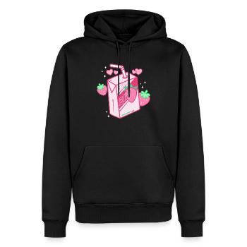Lait de fraise, japonais, kawaii, lait de fraise - Sweat à capuche Premium bio Homme - noir - Devant - Nico (187cm)
