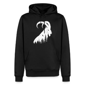 Steinbock - Männer Premium Bio Hoodie - Schwarz - Vorne - Nico (187cm)