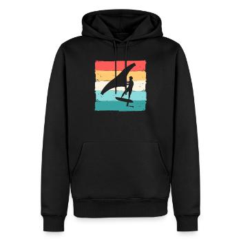 Wing Foiling Surf Surfing Surfer - Sweat à capuche Premium bio Homme - noir - Devant - Nico (187cm)