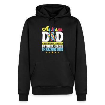 Autism dad some people look up to their heroes - Men’s Premium Organic Hoodie - black - Front - Nico (187cm)