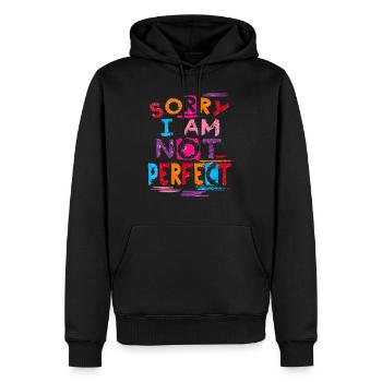 DÉSOLÉ JE NE SUIS PAS PARFAIT - Sweat à capuche Premium bio Homme - noir - Devant - Nico (187cm)