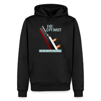Der Optimist hat die Gruppe verlassen-Satire - Männer Premium Bio Hoodie - Schwarz - Vorne - Nico (187cm)