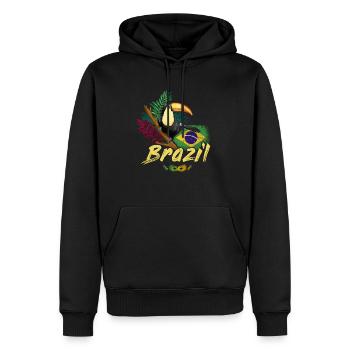 Brazil vintage toucan with flag and samba mask - Men’s Premium Organic Hoodie - black - Front - Nico (187cm)
