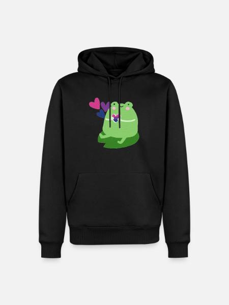 Sød frø med biseksuelle stolthed flag farver - Herre Premium økologisk hoodie - sort