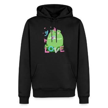 Grenouille douce avec des couleurs de drapeau de fierté trans - Sweat à capuche Premium bio Homme - noir - Devant - Nico (187cm)