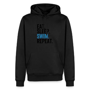 Manger Dormir Nager Répéter - Sweat à capuche Premium bio Homme - noir - Devant - Nico (187cm)