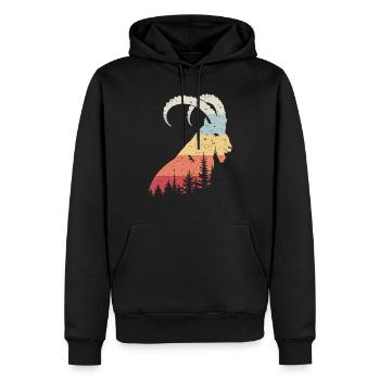 Steinbock - Männer Premium Bio Hoodie - Schwarz - Vorne - Nico (187cm)