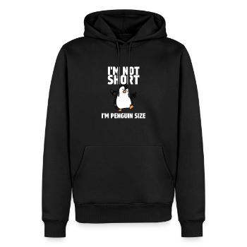 Ich bin nicht klein, ich bin Pinguingröße - Männer Premium Bio Hoodie - Schwarz - Vorne - Nico (187cm)