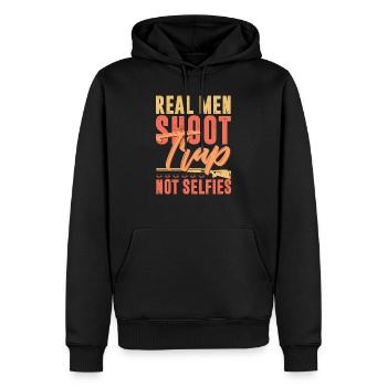 Real Men Shoot Not Selfies Clay Skeet Shooting - Männer Premium Bio Hoodie - Schwarz - Vorne - Nico (187cm)