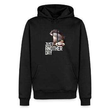Funny Otter T-shirt - Just Another Day for Otter - Men’s Premium Organic Hoodie - black - Front - Nico (187cm)