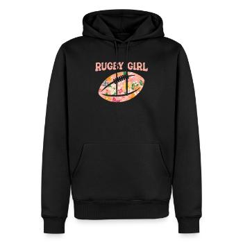Rugby - Männer Premium Bio Hoodie - Schwarz - Vorne - Nico (187cm)